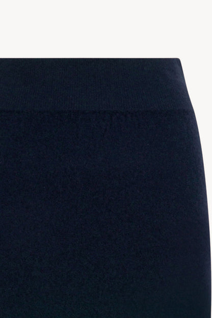 Gonna a Tubo con Spacco in Puro Cashmere Notte