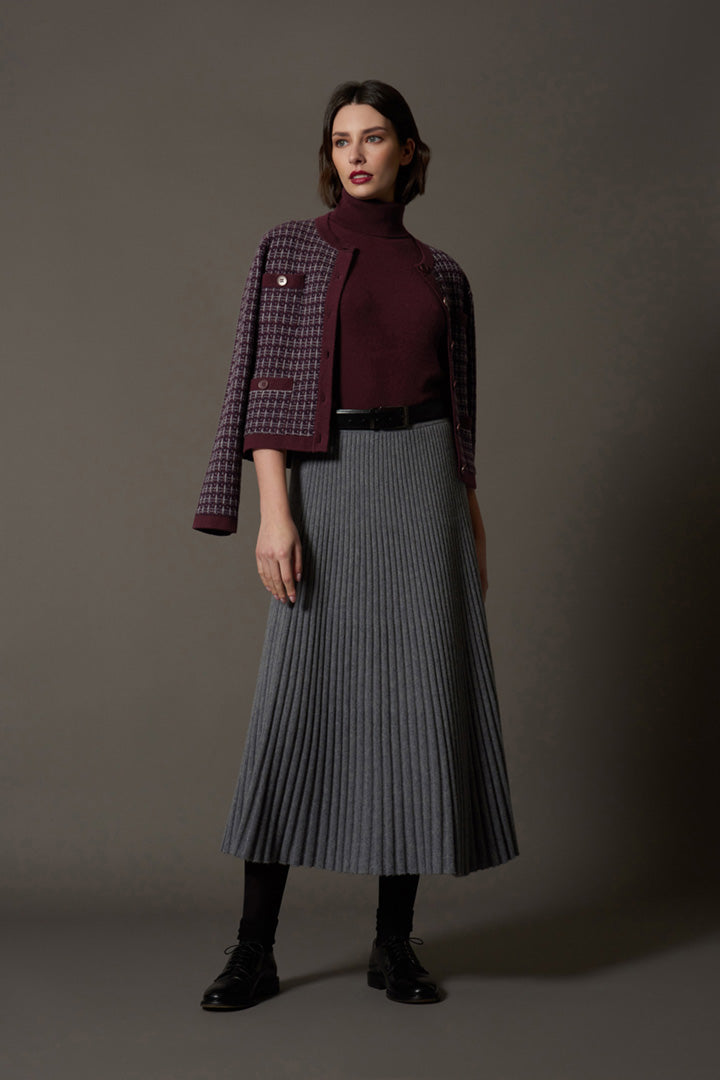 Gonna Plissè in Puro Cashmere Derby