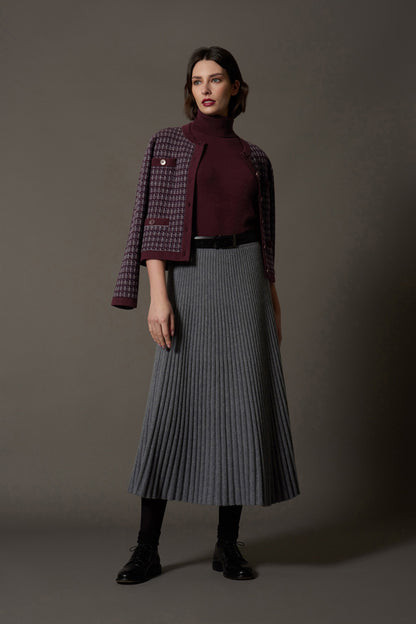 Gonna Plissè in Puro Cashmere Derby