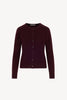 Cardigan Girocollo con gros-grain in Puro Cashmere Acero
