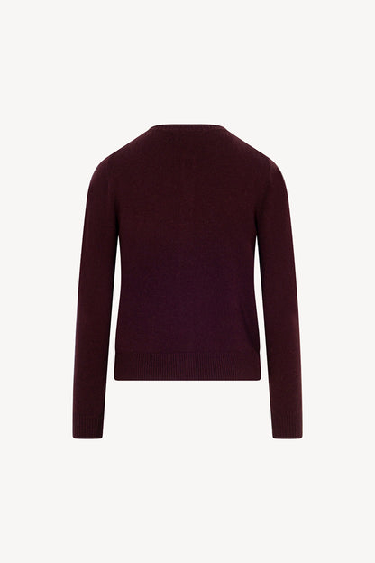 Cardigan Girocollo con gros-grain in Puro Cashmere Acero