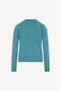 Cardigan Girocollo con gros-grain in Puro Cashmere Turchese