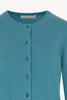 Cardigan Girocollo con gros-grain in Puro Cashmere Turchese