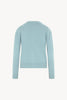 Cardigan Girocollo con gros-grain in Puro Cashmere Acquamarina