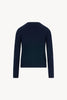 Cardigan Girocollo con gros-grain in Puro Cashmere Notte
