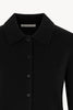 Black Pure Cashmere Shirt-collar Cardigan with Grosgrain Trim