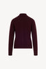 Maple Red Pure Cashmere Shirt-collar Cardigan with Grosgrain Trim