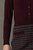 Maple Red Pure Cashmere Shirt-collar Cardigan with Grosgrain Trim