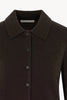 Mocha Pure Cashmere Shirt-collar Cardigan with Grosgrain Trim