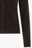 Mocha Pure Cashmere Shirt-collar Cardigan with Grosgrain Trim