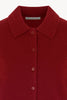 Ruby Red Pure Cashmere Shirt-collar Cardigan with Grosgrain Trim
