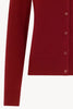 Ruby Red Pure Cashmere Shirt-collar Cardigan with Grosgrain Trim