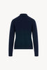Midnight Blue Pure Cashmere Shirt-collar Cardigan with Grosgrain Trim