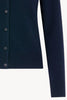 Midnight Blue Pure Cashmere Shirt-collar Cardigan with Grosgrain Trim