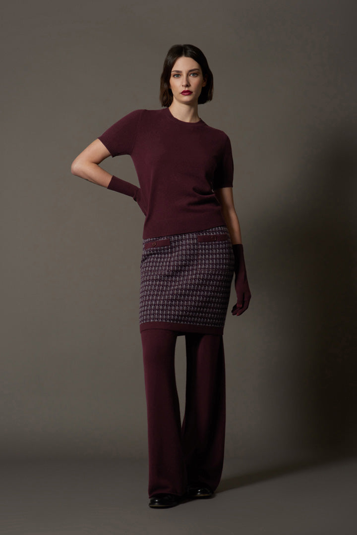 Girocollo Mezza Manica in Puro Cashmere Acero
