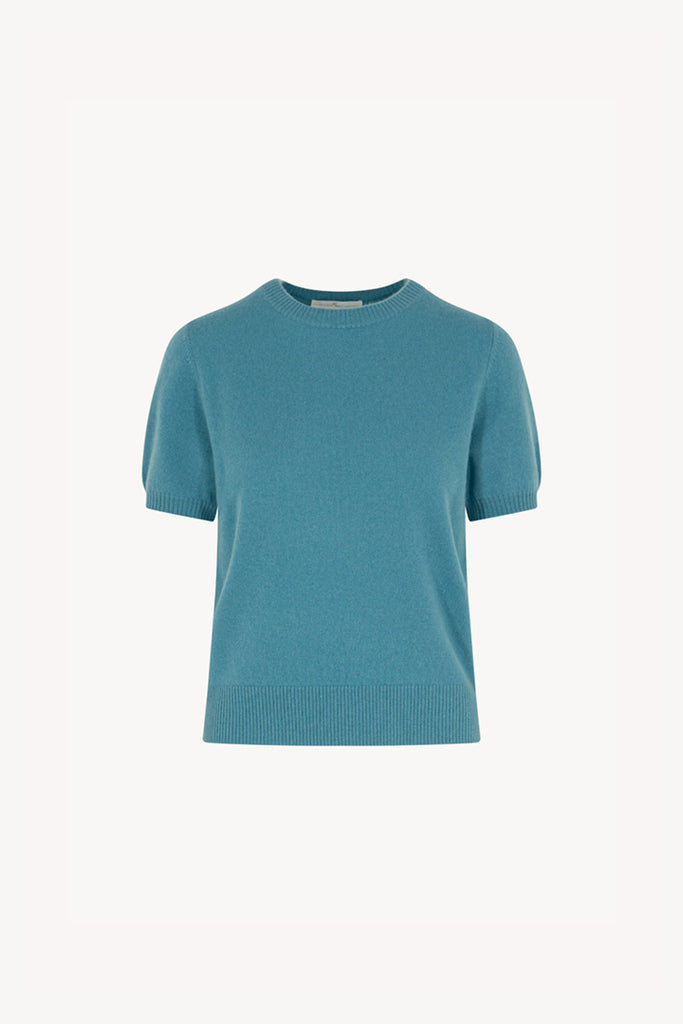 Girocollo Mezza Manica in Puro Cashmere Turchese