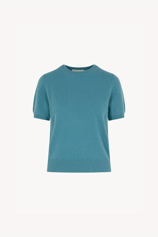 Girocollo Mezza Manica in Puro Cashmere Turchese