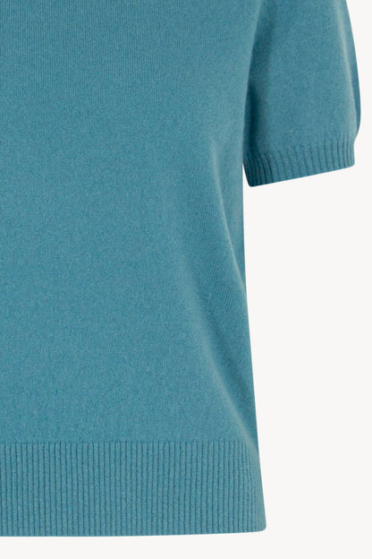 Girocollo Mezza Manica in Puro Cashmere Turchese
