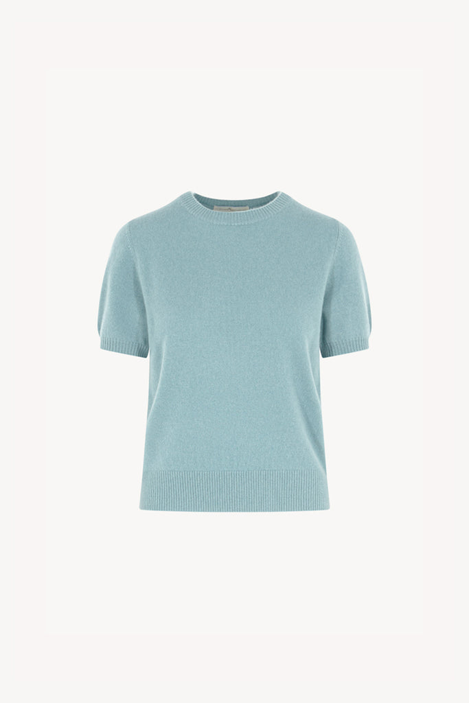 Girocollo Mezza Manica in Puro Cashmere Acquamarina
