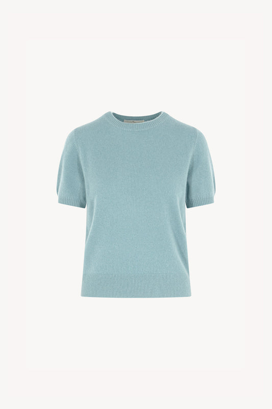 Girocollo Mezza Manica in Puro Cashmere Acquamarina