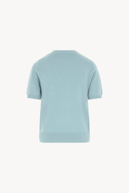 Girocollo Mezza Manica in Puro Cashmere Acquamarina