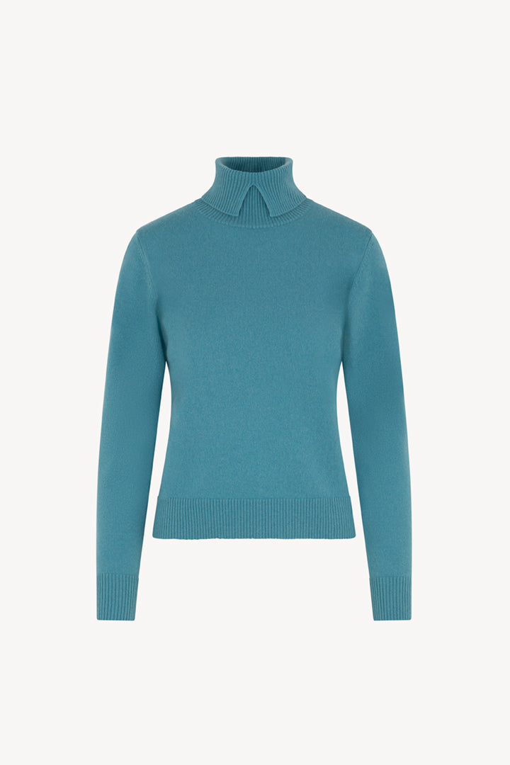 Dolcevita con Spacchetto in Puro Cashmere Turchese
