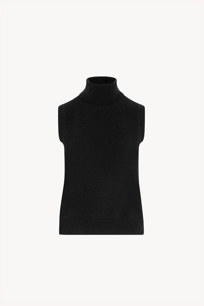 Dolcevita Senza Maniche in Puro Cashmere Nero