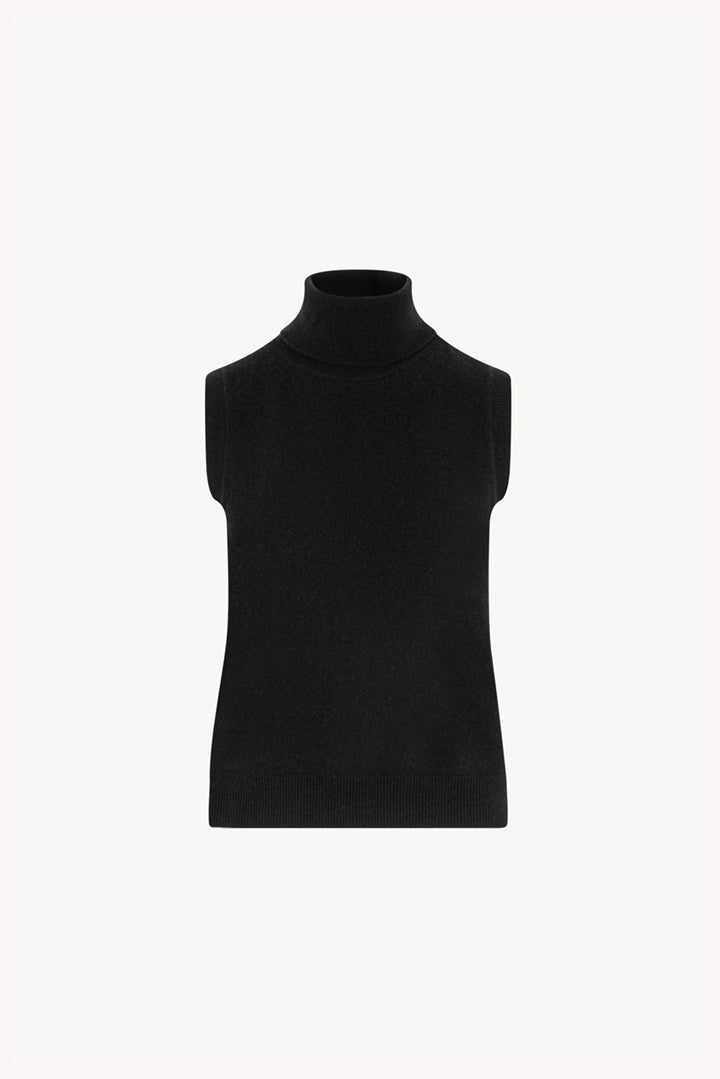 Dolcevita Senza Maniche in Puro Cashmere Nero
