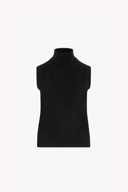 Dolcevita Senza Maniche in Puro Cashmere Nero