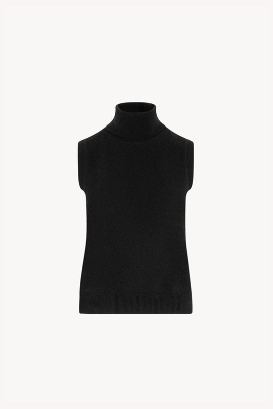 Dolcevita Senza Maniche in Puro Cashmere Nero