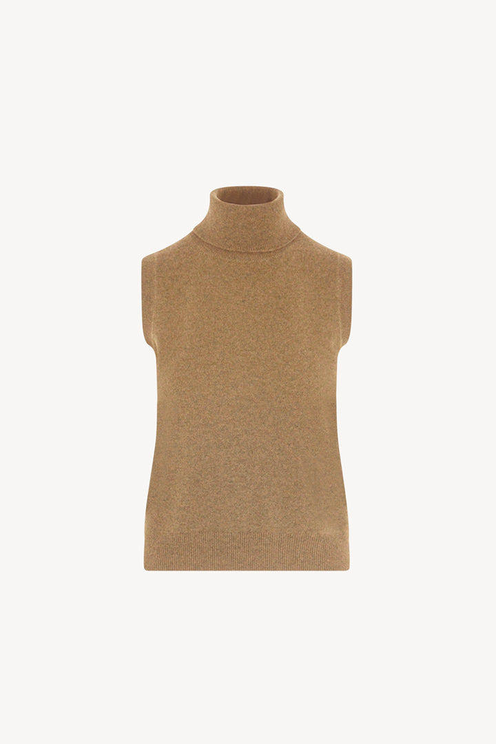 Dolcevita Senza Maniche in Puro Cashmere Cammello