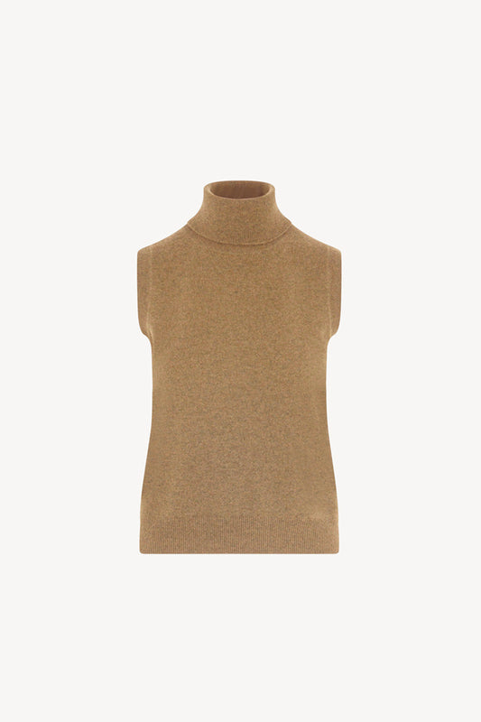 Dolcevita Senza Maniche in Puro Cashmere Cammello