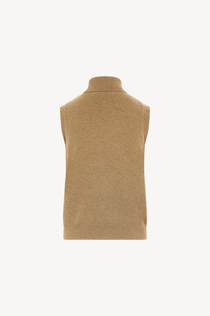 Dolcevita Senza Maniche in Puro Cashmere Cammello