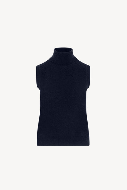 Dolcevita Senza Maniche in Puro Cashmere Notte