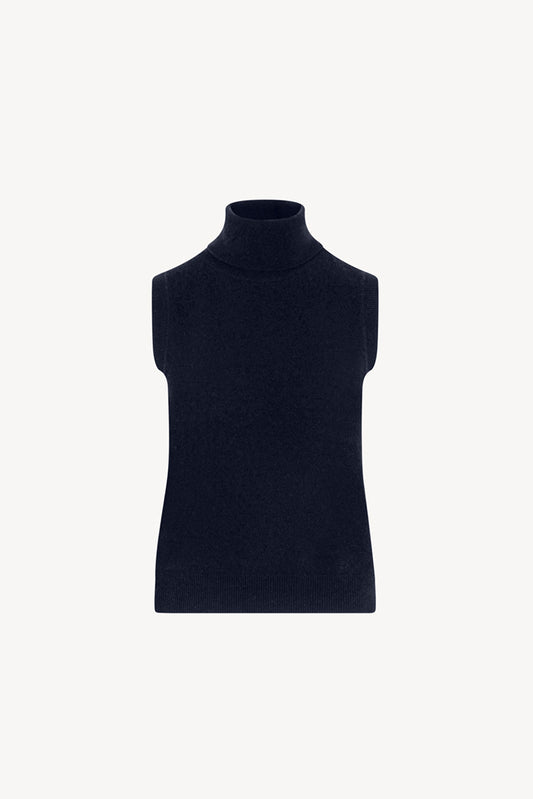 Dolcevita Senza Maniche in Puro Cashmere Notte