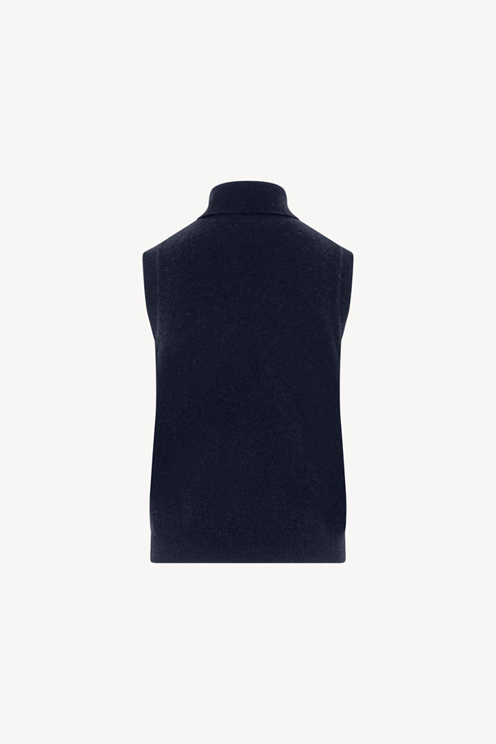 Dolcevita Senza Maniche in Puro Cashmere Notte