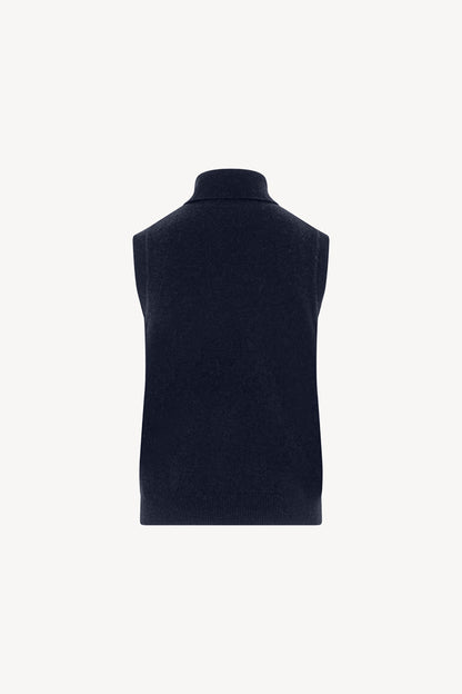 Dolcevita Senza Maniche in Puro Cashmere Notte