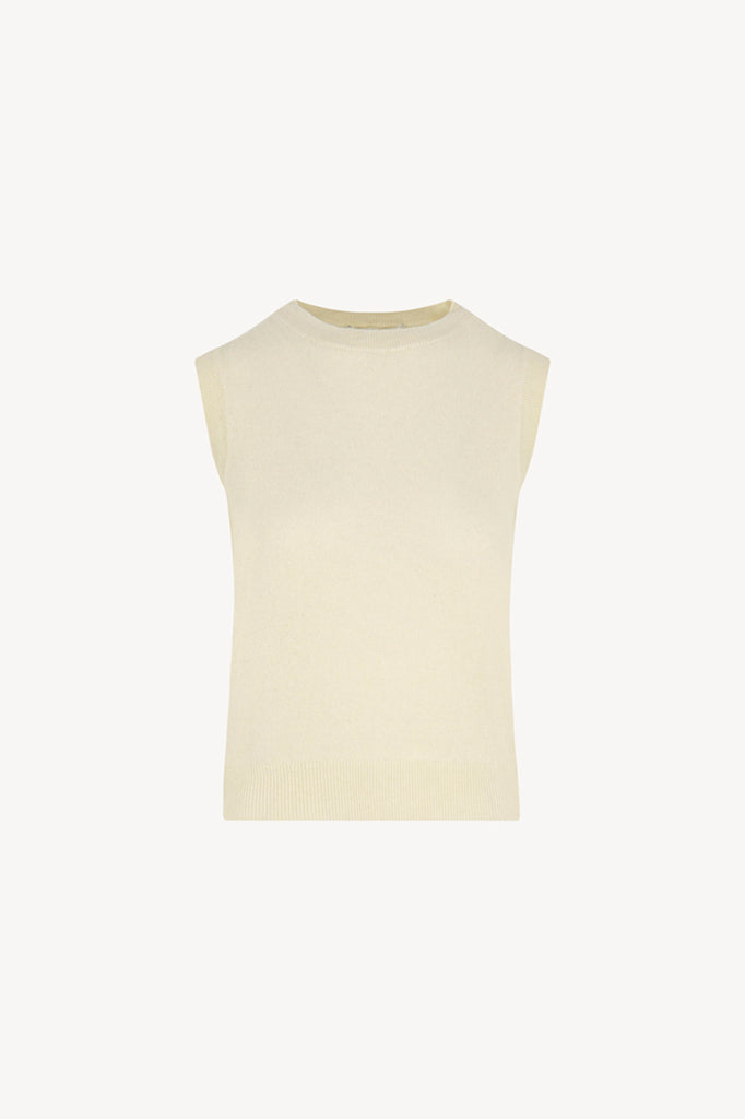 Girocollo Senza Maniche in Puro Cashmere Latte