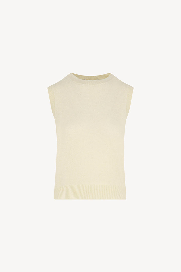 Girocollo Senza Maniche in Puro Cashmere Latte