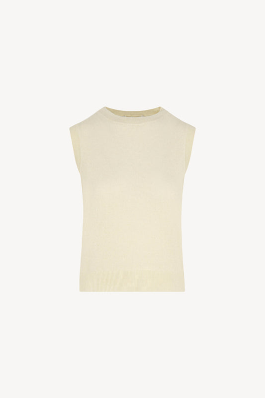 Girocollo Senza Maniche in Puro Cashmere Latte