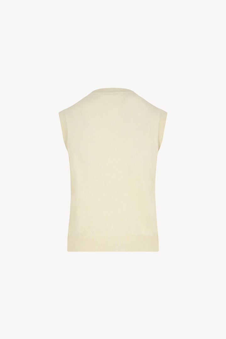 Girocollo Senza Maniche in Puro Cashmere Latte