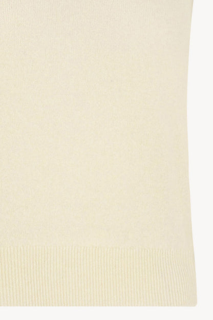 Girocollo Senza Maniche in Puro Cashmere Latte