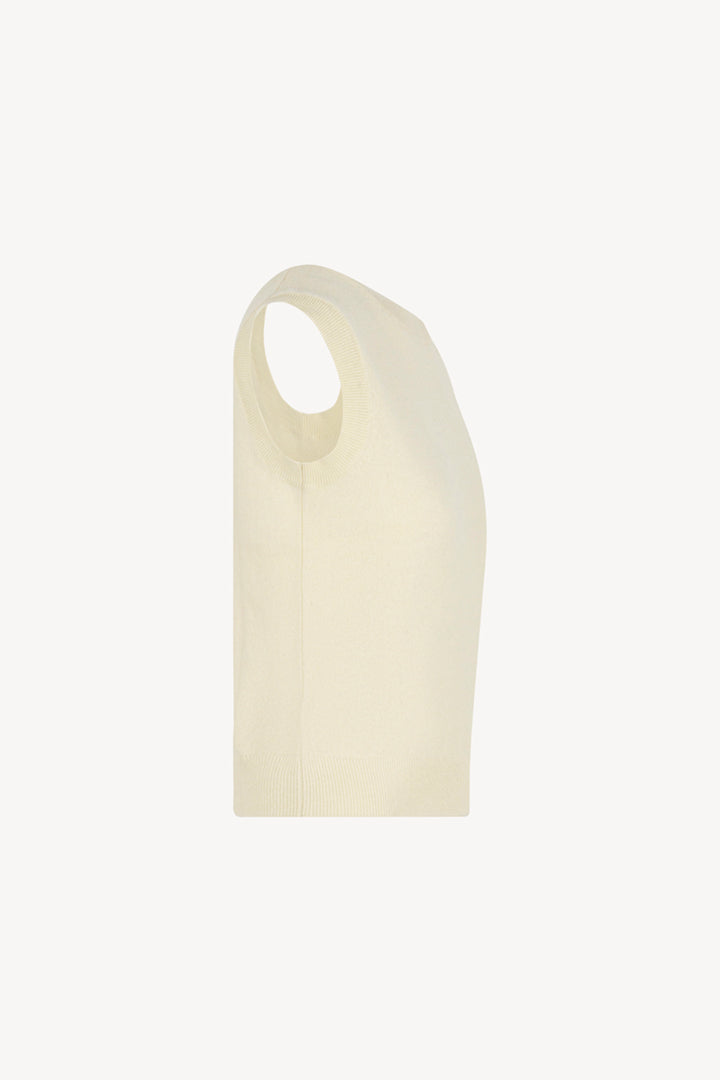 Girocollo Senza Maniche in Puro Cashmere Latte
