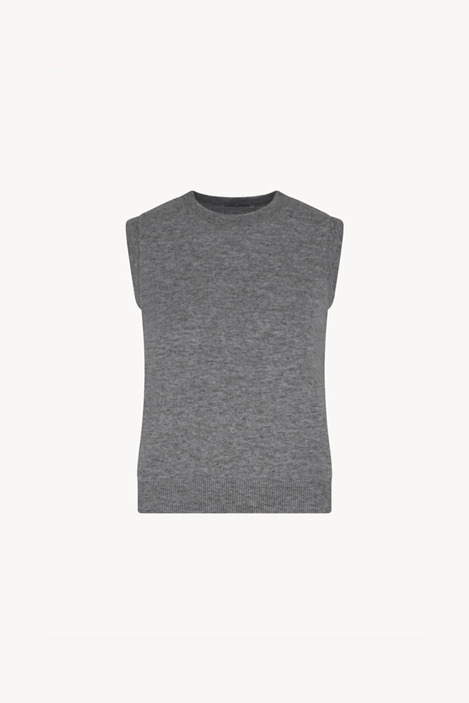 Girocollo Senza Maniche in Puro Cashmere Silver