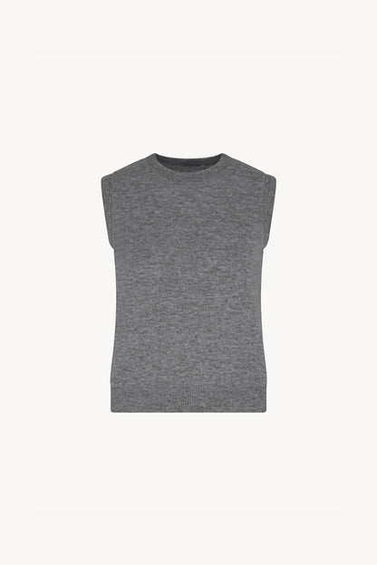 Girocollo Senza Maniche in Puro Cashmere Silver