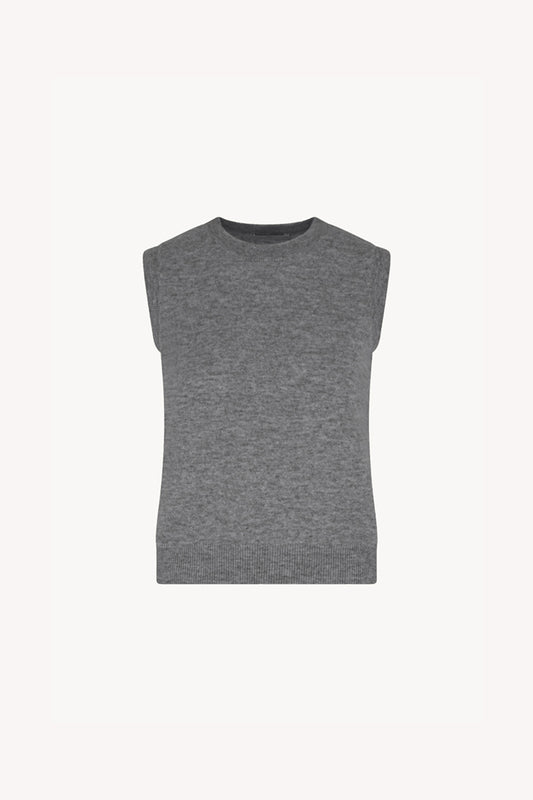 Girocollo Senza Maniche in Puro Cashmere Silver