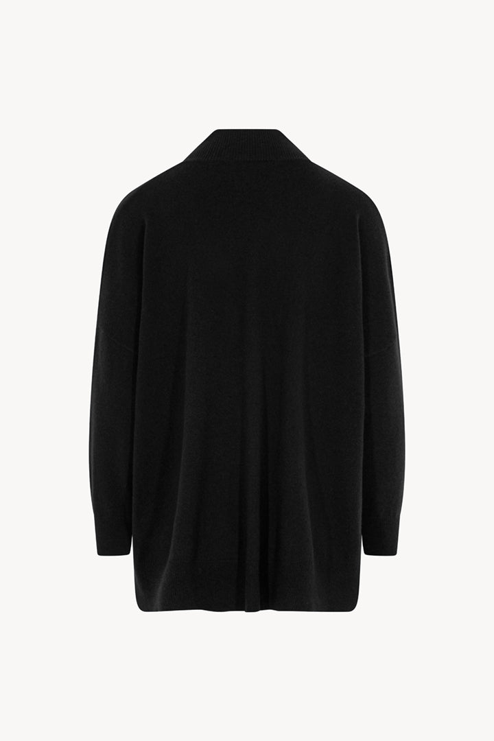 Maglia Over Collo a Scialle in Puro Cashmere Nero