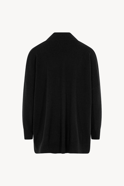 Maglia Over Collo a Scialle in Puro Cashmere Nero