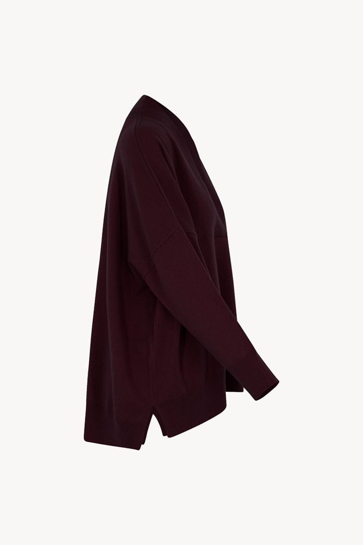 Maglia Over Collo a Scialle in Puro Cashmere Acero
