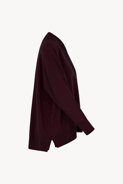 Maglia Over Collo a Scialle in Puro Cashmere Acero